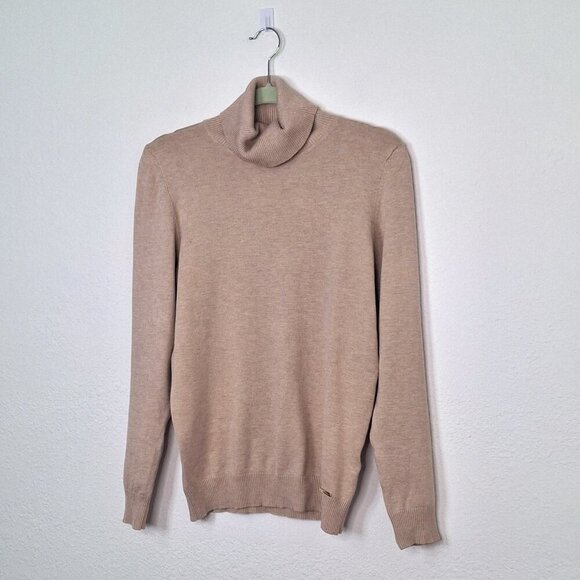 Calvin Klein Turtleneck Sweater Sz M Pullover Minimalist Neutral Preppy Classic - Picture 2 of 12